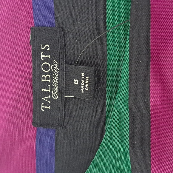 Talbots 100% Silk Black Label Sleeveless Striped Top Size 8 NWT - Picture 5 of 9